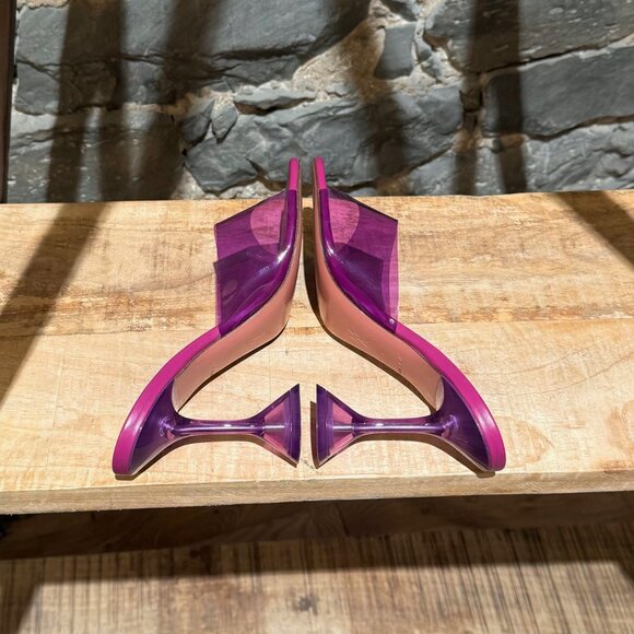 Amina Muaddi Purple Lupita Glass Heeled Mules - Picture 7 of 13